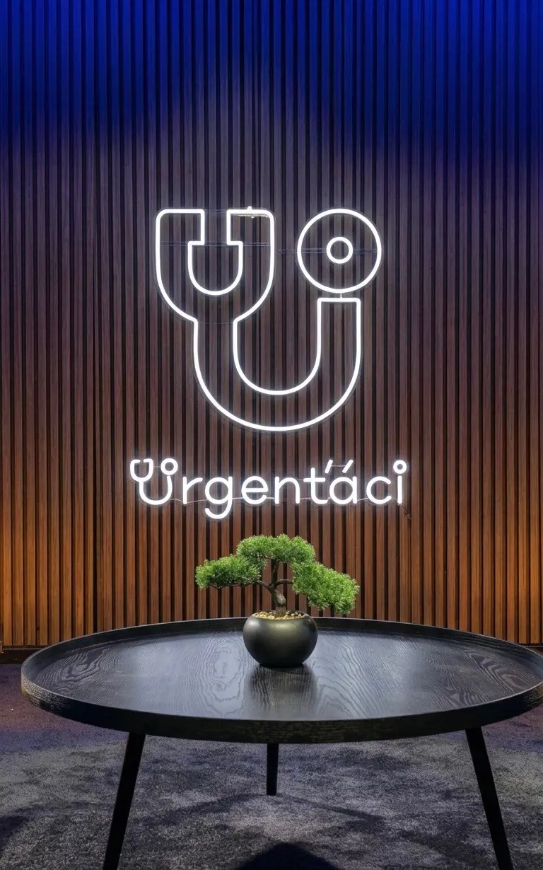 Neónové logo Urgentáci — realizácia Neonworld